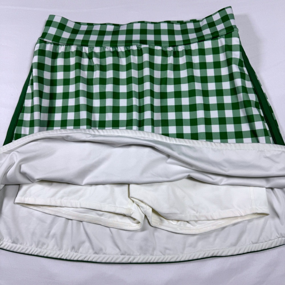 Tuckernuck Trellis Skort Women M Green White Gingham Check Tennis Golf Skirt - Picture 3 of 7